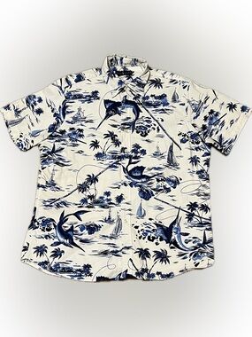 Ralph Lauren White & Blue Nautical Print Button Down Dress Shirt 💙🤍